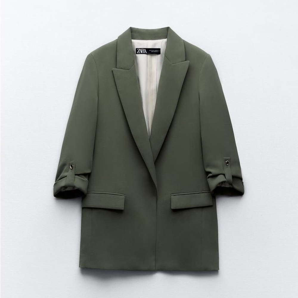 NWT Zara open blazer green